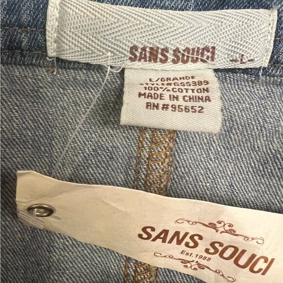 NWT Sans Souci Blue A-Line Denim Split Front Skirt - Picture 3 of 5